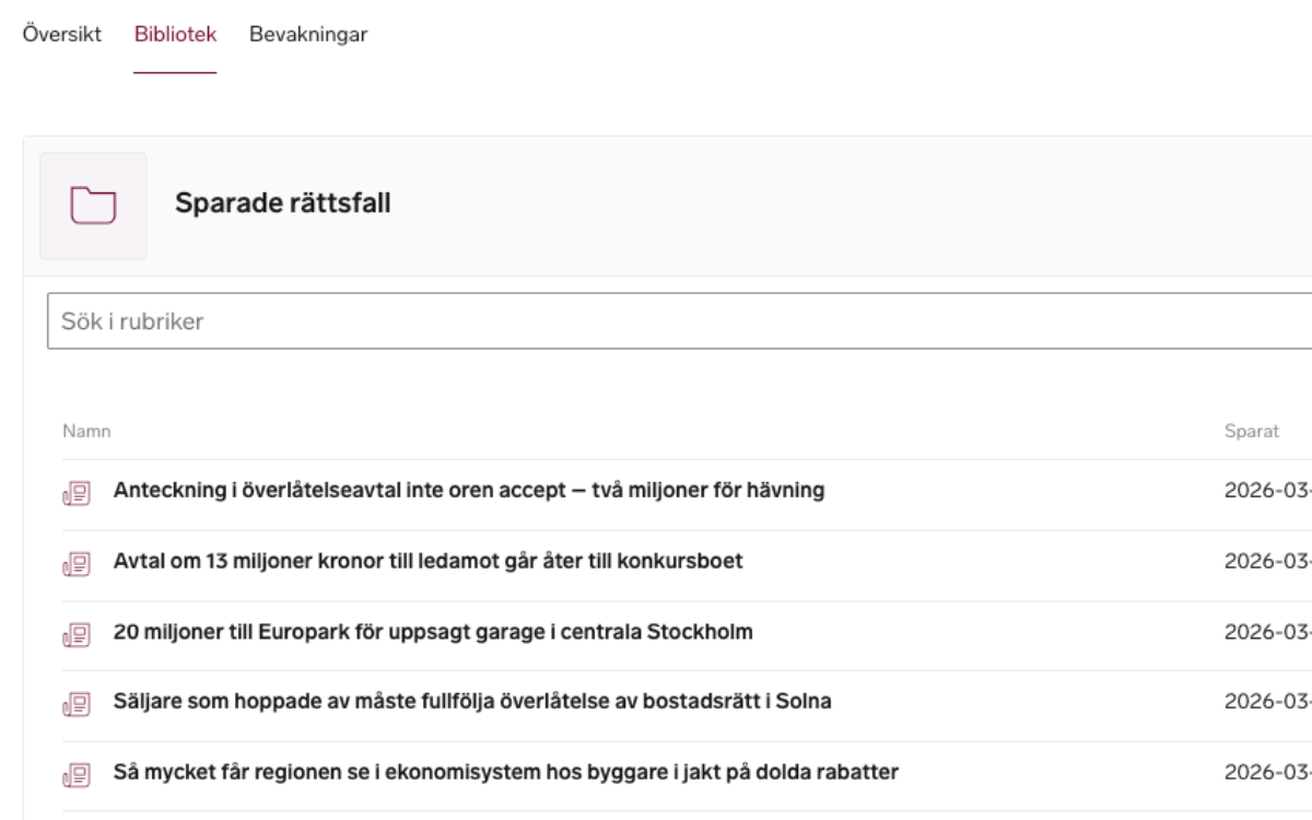 Skärmdump: Rättsdatabas