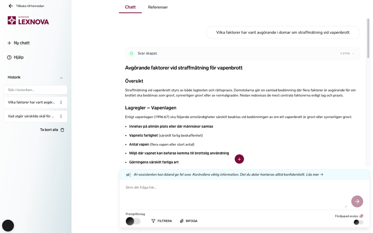 Skärmdump: AI Legal Assistant